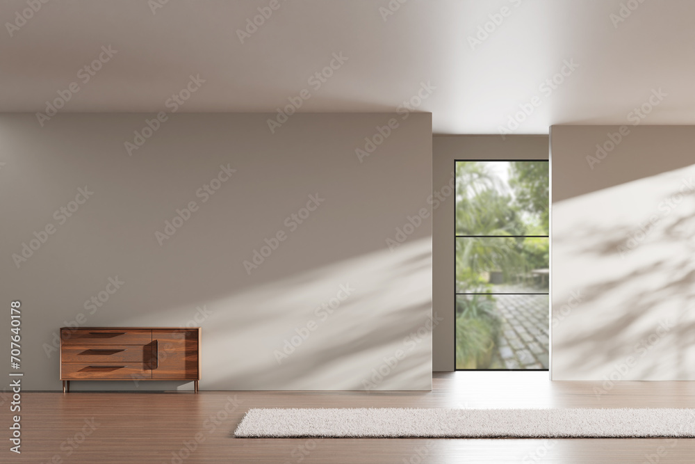 Interior with a warm atmosphere where you can enjoy calm relaxation with bright sunlight shining through. 3d rendering Interior with a warm atmosphere where you can enjoy calm relaxation with bright sunlight shining through. 3d rendering