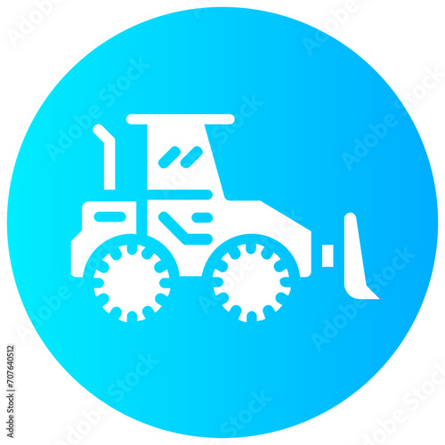 bulldozer round solid icon