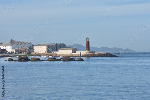The Sea Museum in Vigo has a long pier where they have rebuilt the old lighthouse photo