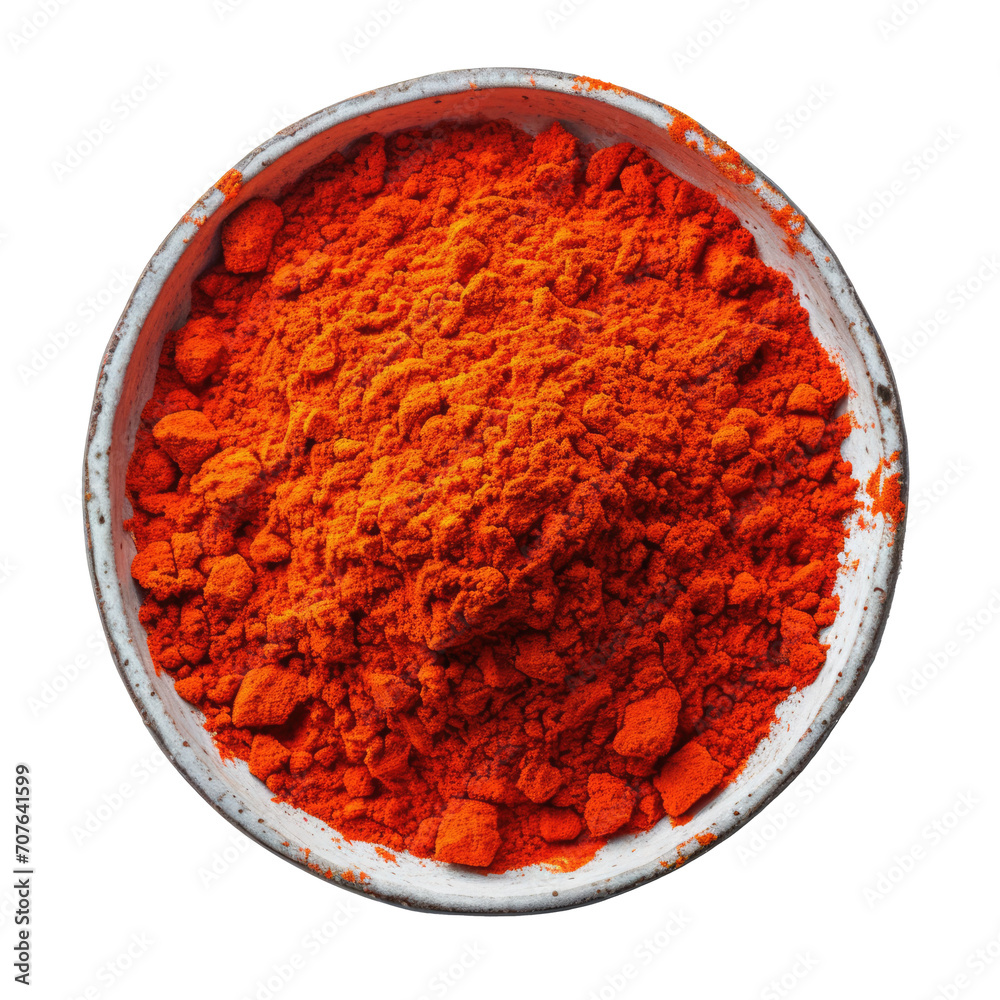 Φωτογραφία Holi color festival vibrant orange colour powder in bowl isolated on white, tran