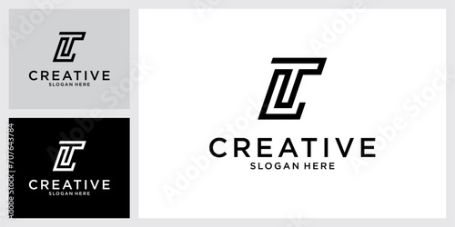 LT or TL initial letter logo design vector. photo
