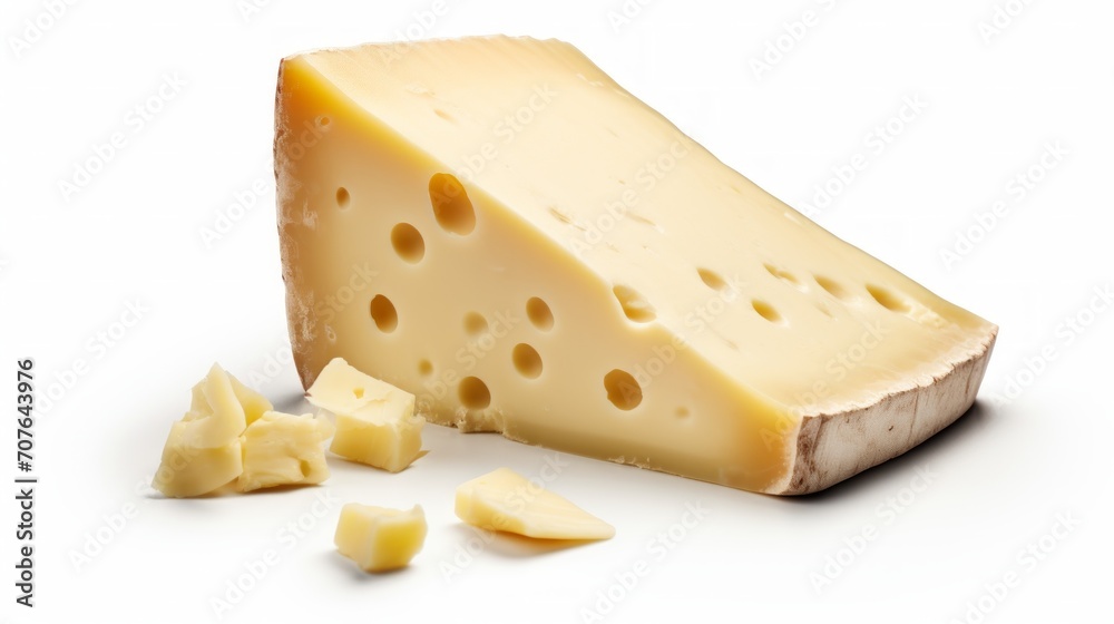 A creamy taleggio cheese showcased in a close-up realistic photo against a white background Generative AI