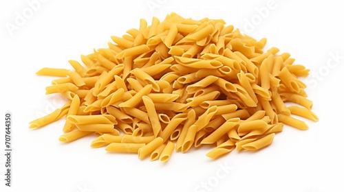 Close-up realistic photo featuring a small pile of trofie pasta on a white background Generative AI
