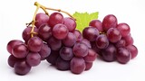 Close-up realistic photo of three luscious grapes on a white background Generative AI