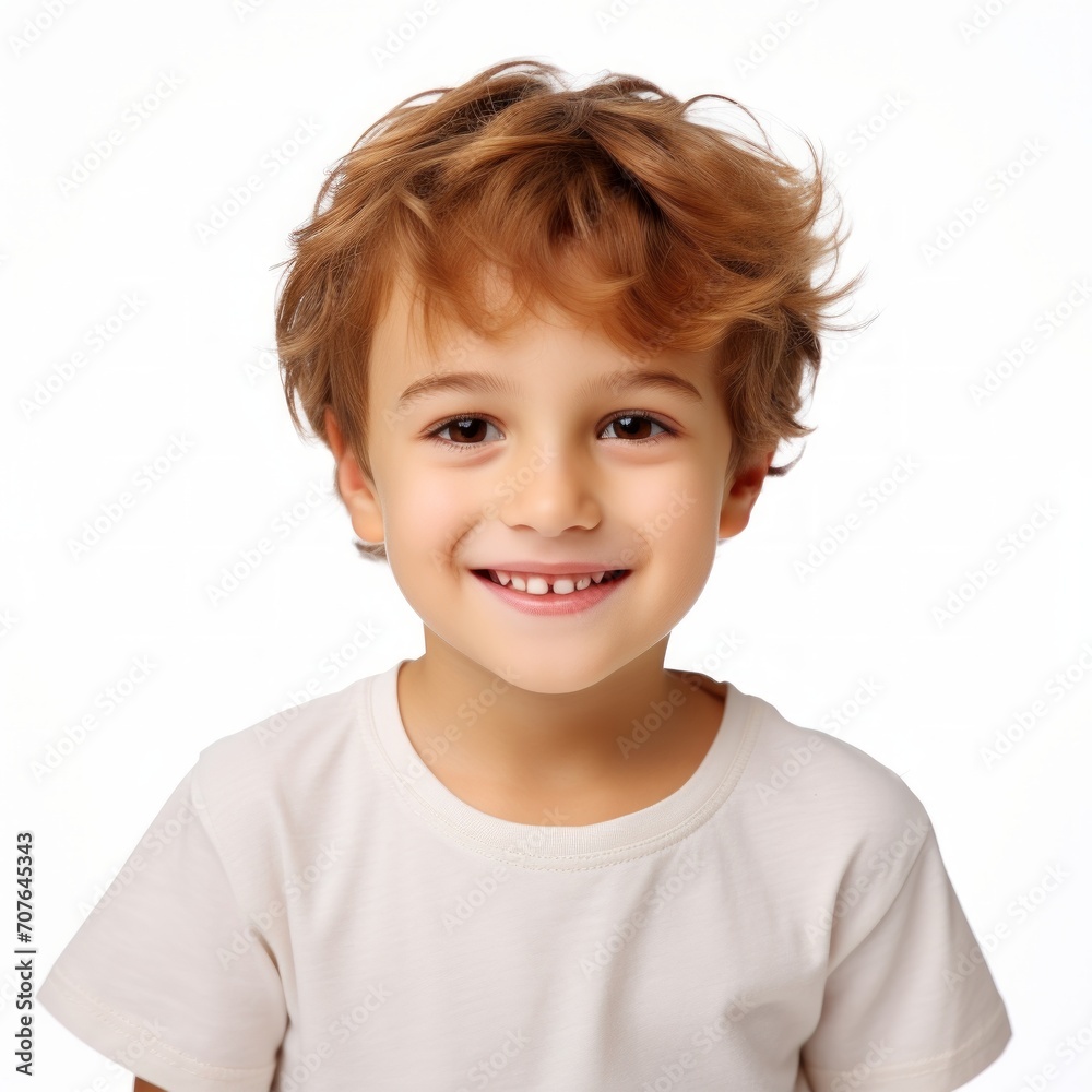 Stock image of a child in casual clothing on a white background Generative AI Stock image of a child in casual clothing on a white background Generative AI