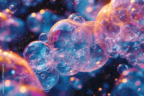 An artistic interpretation of quantum foam, depicted as a complex, bubbly 3D structure at a subatomic scale.