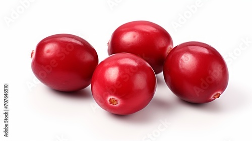 vibrant red cranberries captured in a close-up realistic photo against a white background Generative AI © vadosloginov