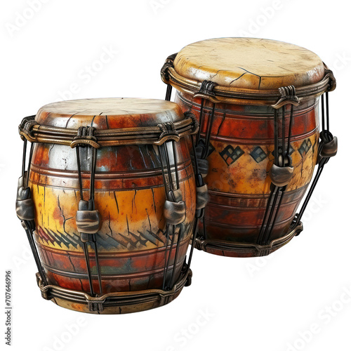 Bongo Set on White Isolated on Transparent or White Background, PNG