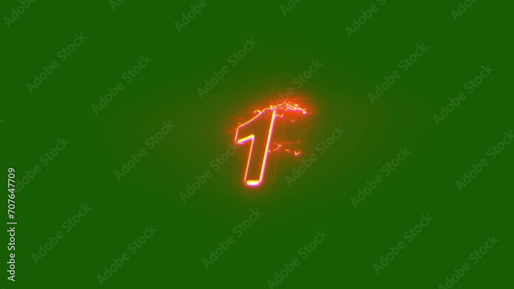 Text digits from 0 to 10 Lightning effect on green screen Text digits from 0 to 10 Lightning effect on green screen