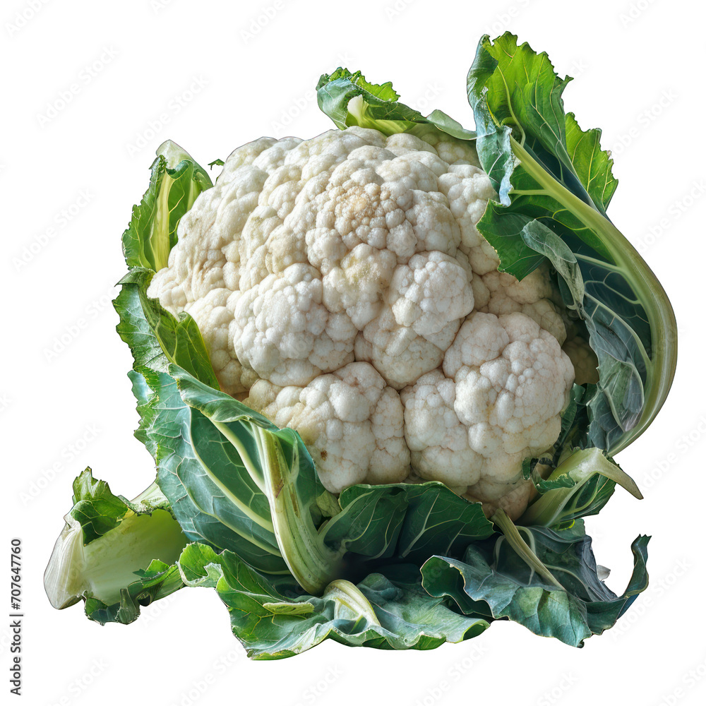 Obraz na plátně Cauliflower on White Isolated on Transparent or White Background, PNG
