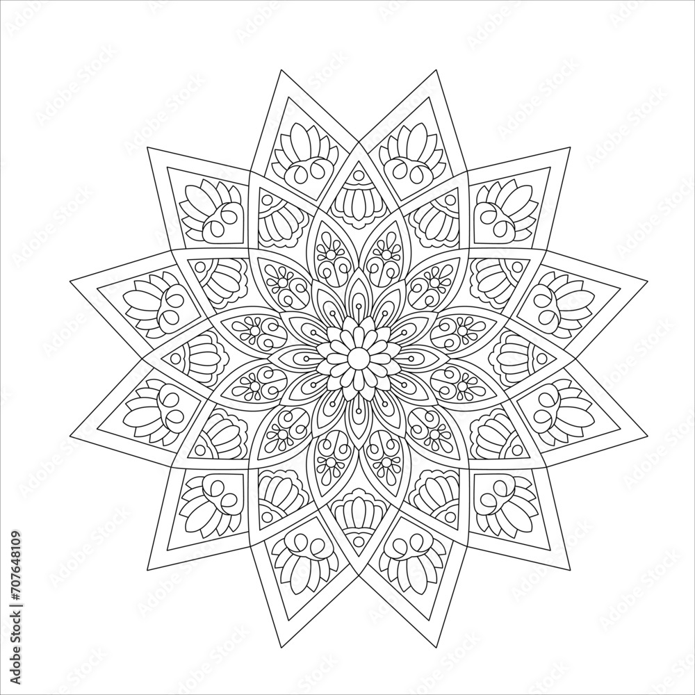 Simple Ornament Art Mandala Colouring Book