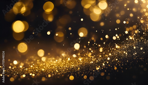 golden christmas particles and sprinkles for a holiday celebration like christmas or new year. shiny golden lights