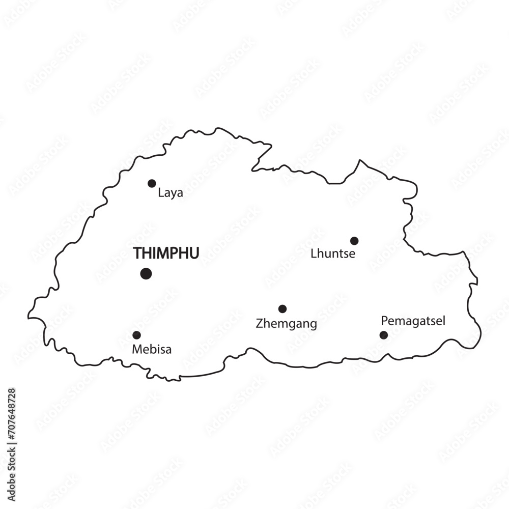 Map of Bhutan Map of Bhutan