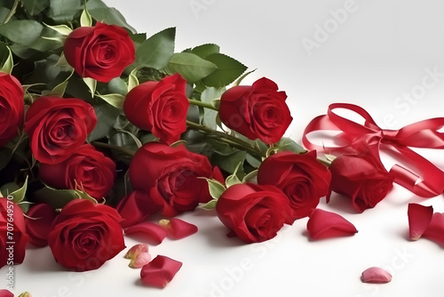 Bouquet of red rose flowers isolated on white background