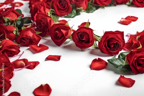 Bouquet of red rose flowers isolated on white background