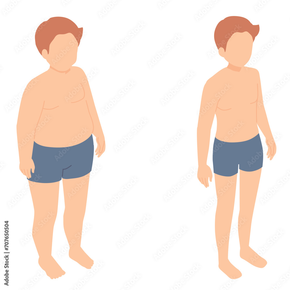 男性の体型アイソメトリックイラスト 男性の体型アイソメトリックイラスト