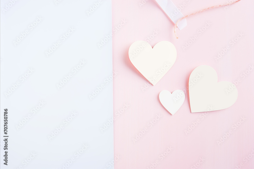 pink paper heart on pink background