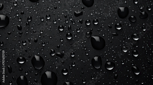 Water drops on a black background, water drop dark tone. Water droplets on black