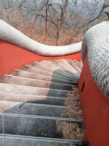 Serpent stairs in the temple 