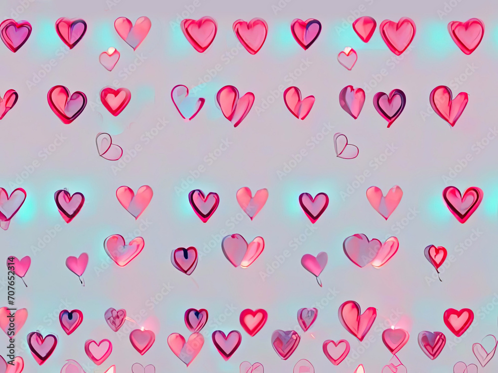 grey background with randomly drawn hearts