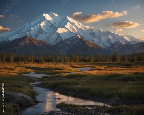 Denali, aetna Delayed), until 2015 - McKinley - a double-headed mountain in south-central Alaska, the highest mountain in North America. Denali National Park. photo