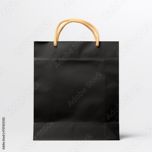 black paper bag mockup with white background