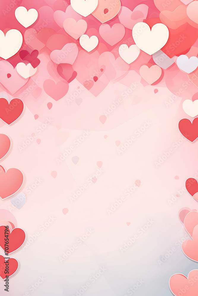 Valentine's Day card with soft pastel colors and heart motifs, featuring a central blank space for a personal message