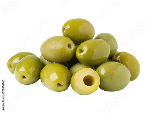 Close-up of green olives with olives