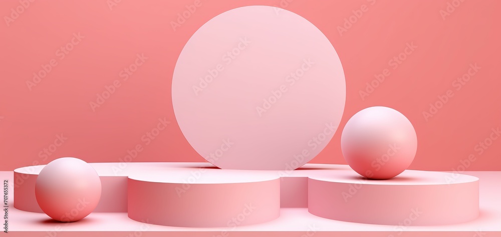 Minimal abstract clean podium with ball pink color background. Minimal abstract podium mock up design for product presentation background or branding concept. Minimal abstract clean podium with ball pink color background. Minimal abstract podium mock up design for product presentation background or branding concept.