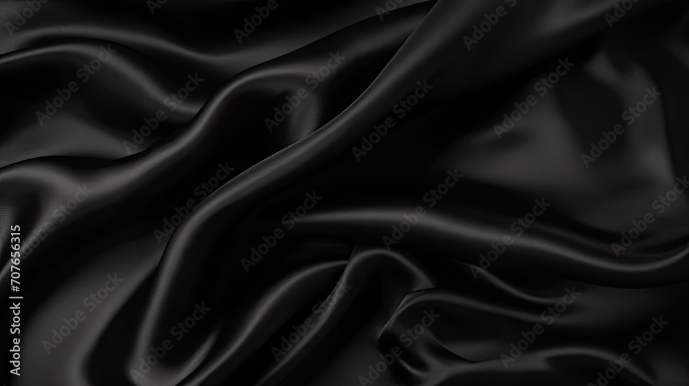 Abstract black background. black fabric texture background. black silk satin. Curtain. Luxury background for design. Shiny fabric. Wavy folds. Abstract black background. black fabric texture background. black silk satin. Curtain. Luxury background for design. Shiny fabric. Wavy folds.
