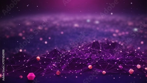 Abstract futuristic - Molecules technology with polygonal shapes on dark dustier purple background. Illustration Vector design digital technology concept.