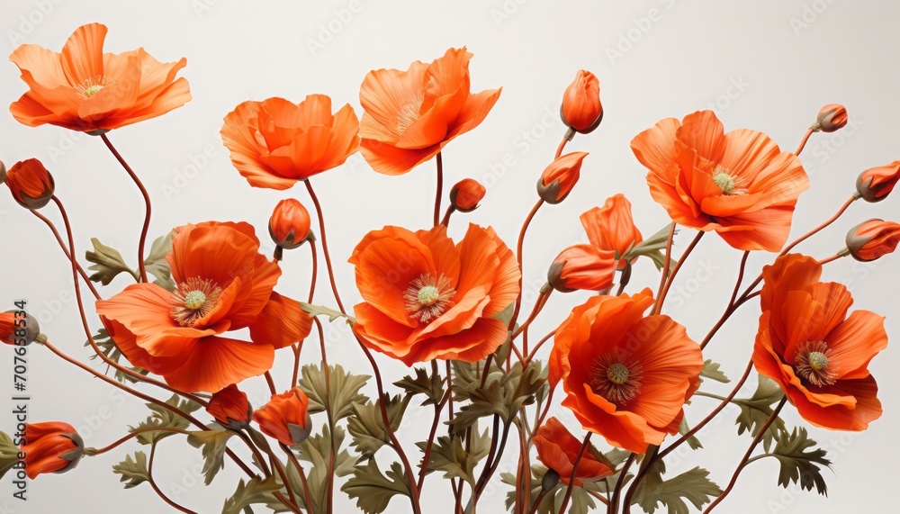 Obraz premium poppy flower , elevation side view ,