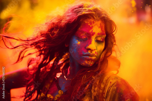 a girl at the holi festival