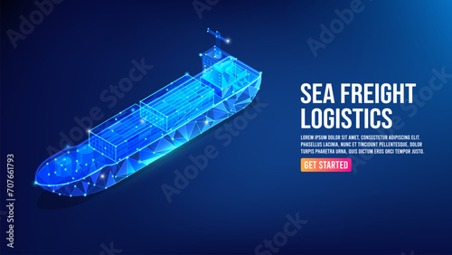 Sea freight logistics with Container ships, transportation, worldwide shipping concept. Vector illustration eps10