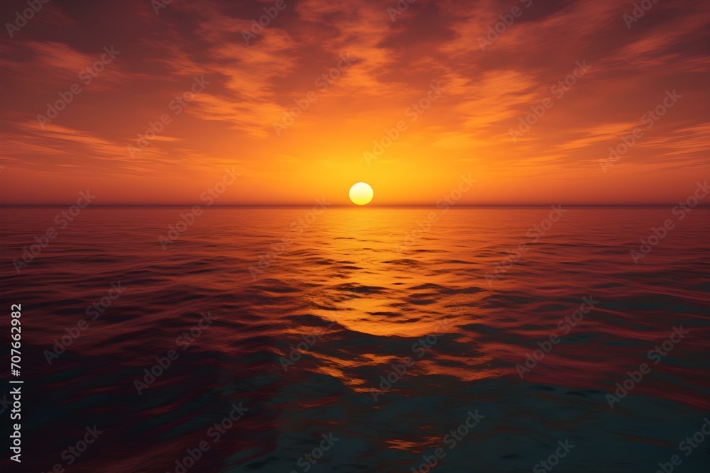 A Tranquil Sunset Over Calm Ocean Waters