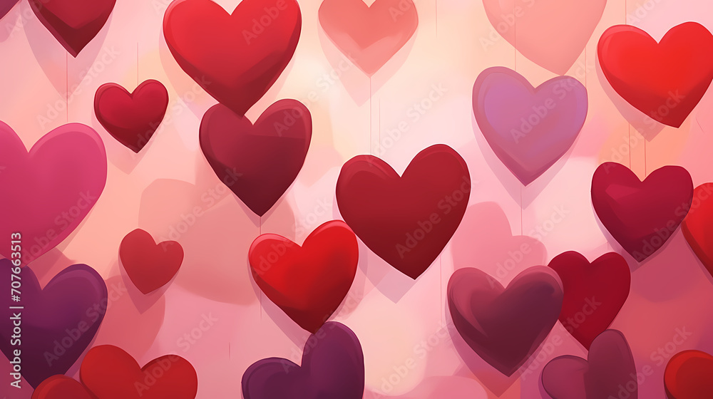 Valentine's Day, love hearts, red hearts, Valentine's Day background, wedding background with blank copy space