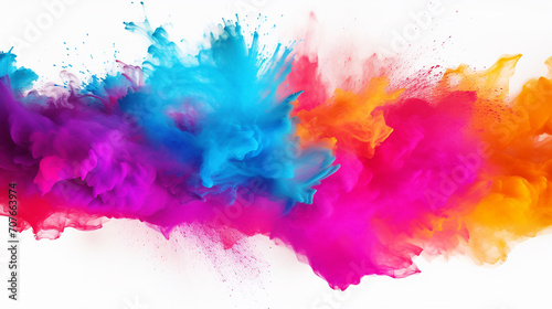 abstract colored powder explosion on a white background photo