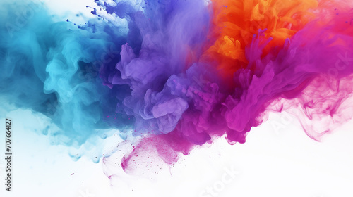 abstract colored powder explosion on a white background