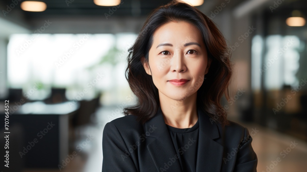 Smiling asian businesswoman at modern office Smiling asian businesswoman at modern office