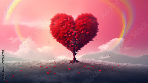 Vibrant Valentine's Day background with red hearts