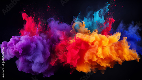 freeze colored powder explosion on black background. colorful background concept