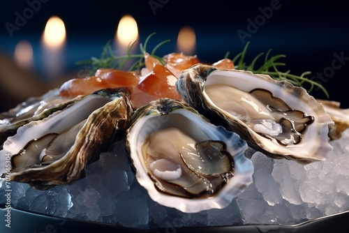 Fresh seafood oyster appetizer gourmet delicatessen healthy eating luxury meal