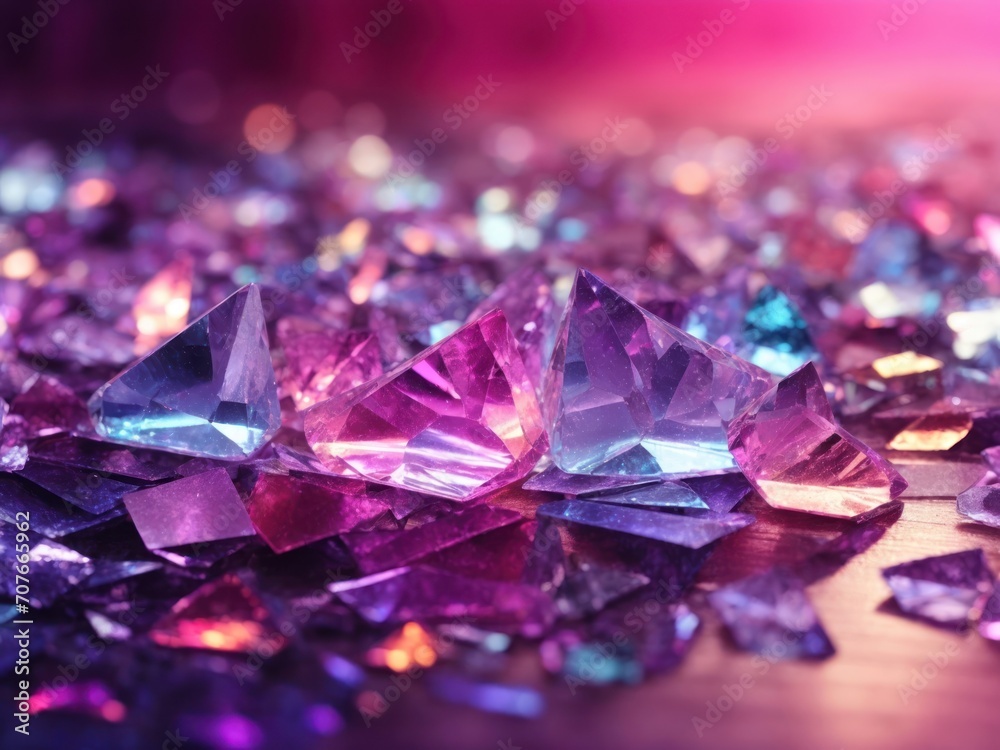 Holographic background with glass shards. Generative AI