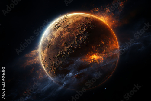 Wallpaper Mural Immerse yourself in the surreal landscape of deep space adorned with mesmerizing blue planets and cosmic elements. An interstellar odyssey brought to life through AI generative artistry. Torontodigital.ca