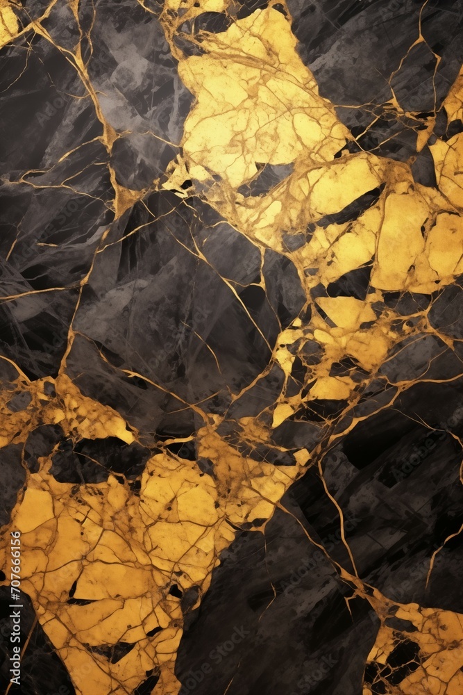 Luxurious Gold Black Marble Abstract Art