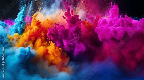 colorful holi powder blowing up