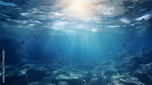 Underwater ocean with blue sunlight rays © Trendy Graphics