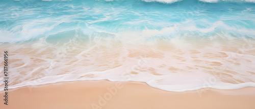 beautiful sandy beach and soft blue ocean wave_Generative AI