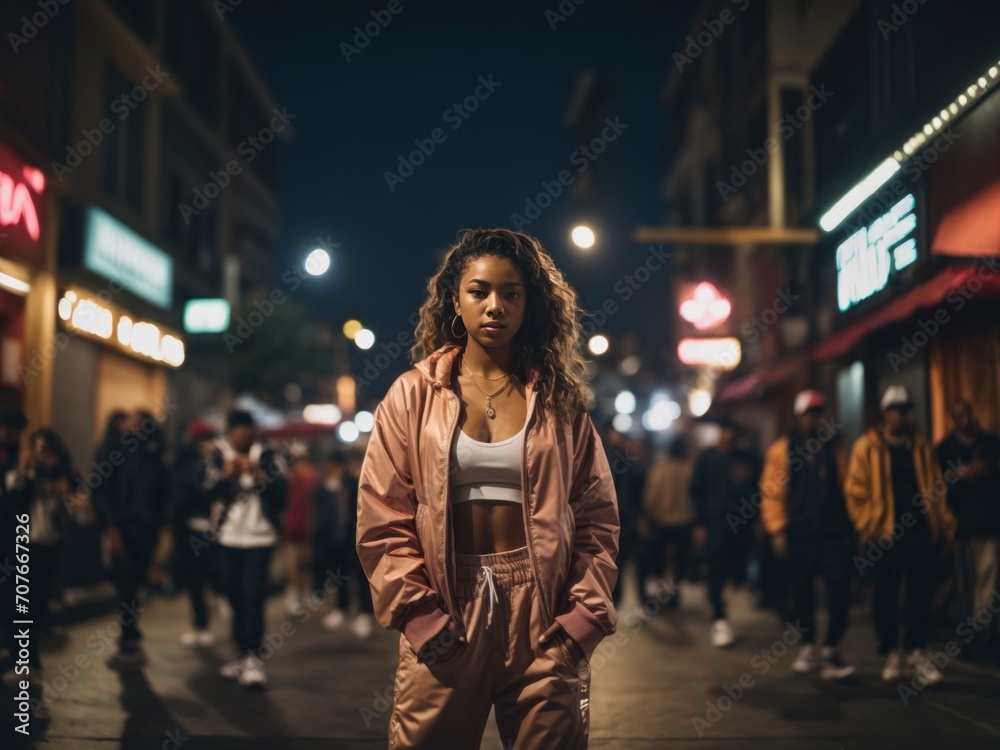 girl dancer doing hip hop on the street. Generative AI girl dancer doing hip hop on the street. Generative AI
