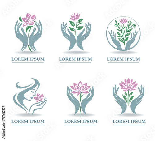 Womens hands holding a lotus flower